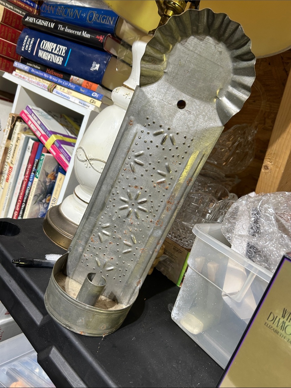 Vintage  or antique Galvanized Tin Wall Sconce Candle Holder - Silver